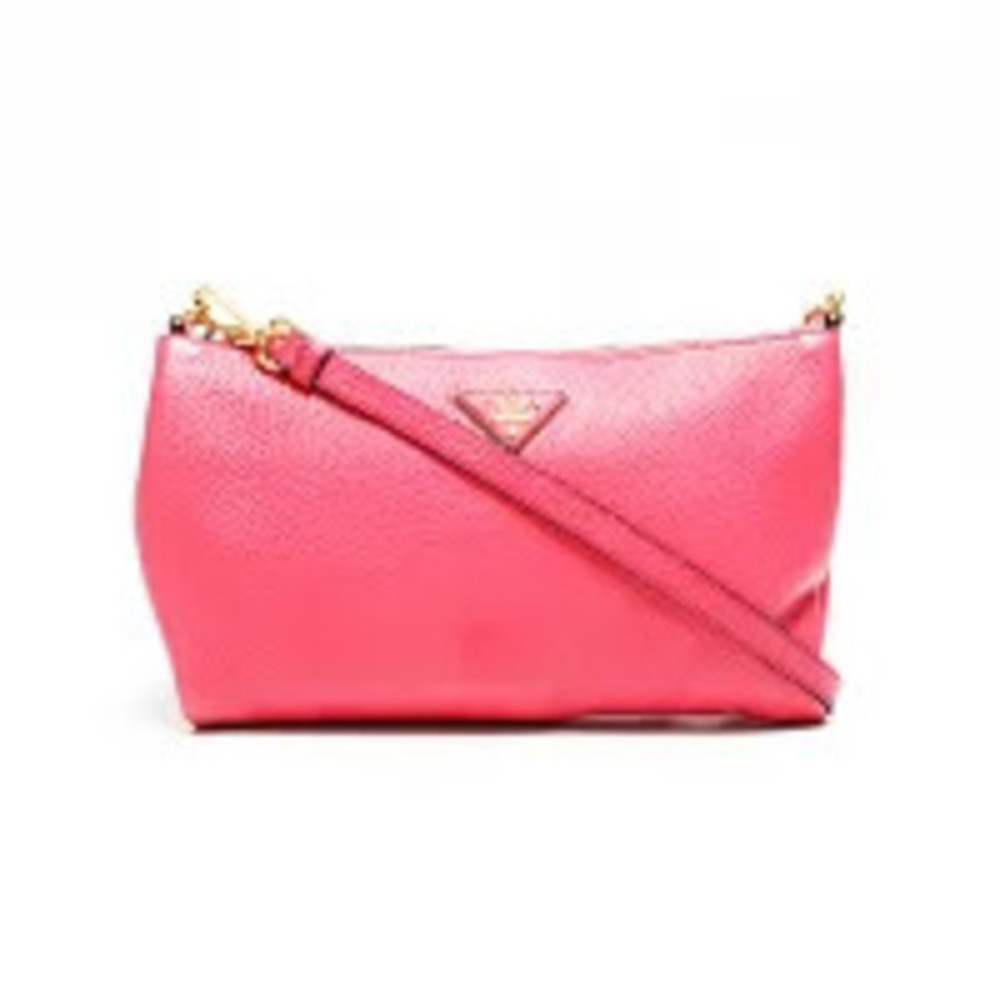 Prada Pink Bag Shoulder Logo Leather Triangle